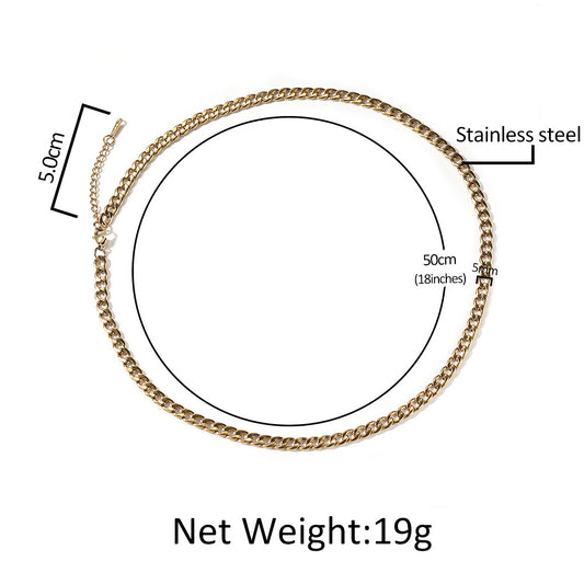 Unisex Cuban Link Chain Necklace Adjustable Hip Hop Pendant Chain in Gold, Silver & Rose Gold