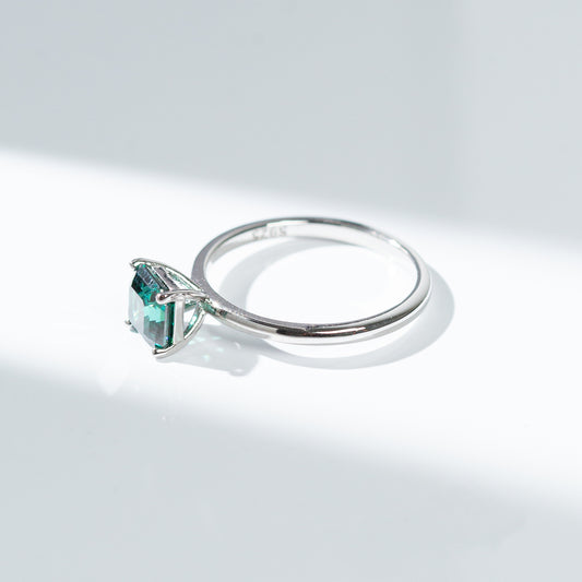 1ct Green Asscher Cut Moissanite Ring, Solitaire Style Ring alternate product image