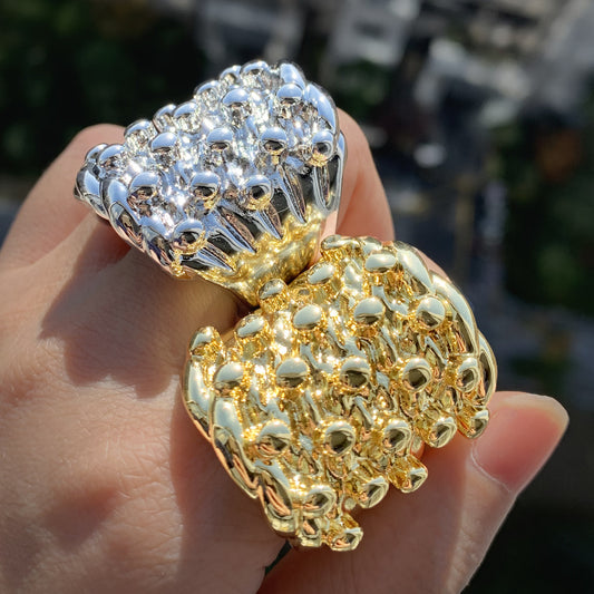 Square Studded Hip Hop Statement Ring for Men and Women