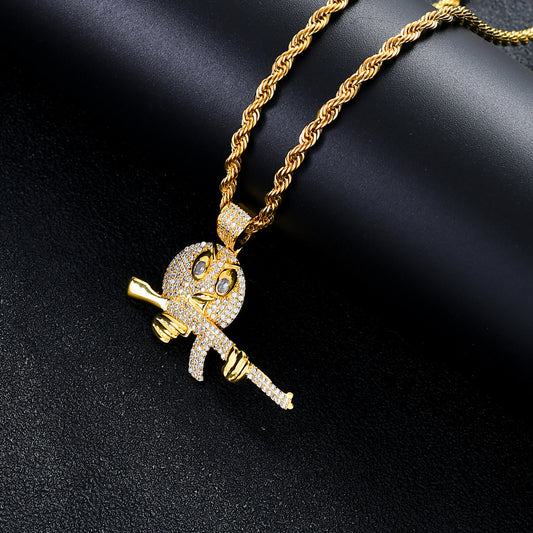Hip Hop Fashion Cubic Zirconia Pendant Necklace for Men and Women