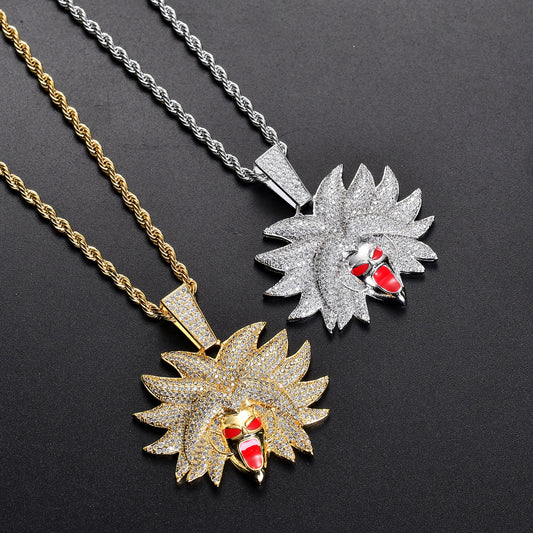 Hip Hop Dragon Cubic Zirconia Pendant Necklace for Men and Women
