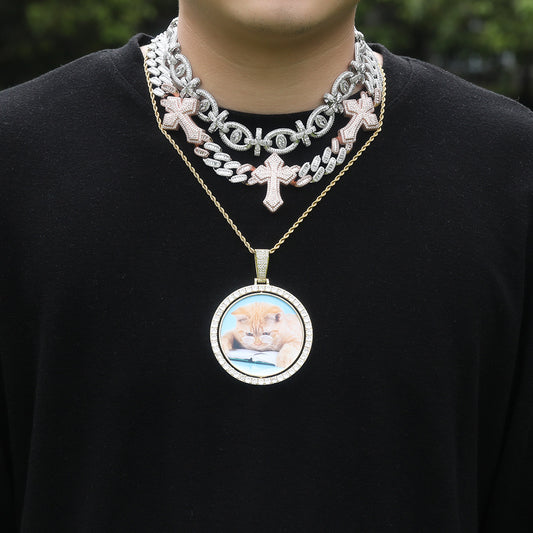 Men’s Iced Out Cross Chain Necklace & Bracelet Set with Cubic Zirconia, Gold Plated or Silver Plated Statement Jewelry
