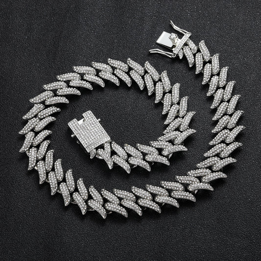 Hip Hop Cuban Link Thorn Spike Alloy Necklace for Men