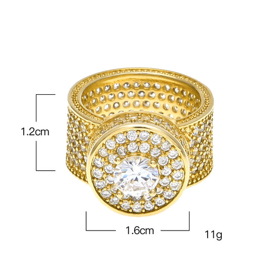 Men’s Round Cubic Zirconia Statement Ring in Gold or Silver Color