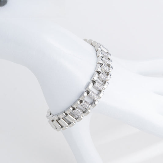 Geometric Link Crystal Bracelet for Women Trendy Luxe Statement Chain
