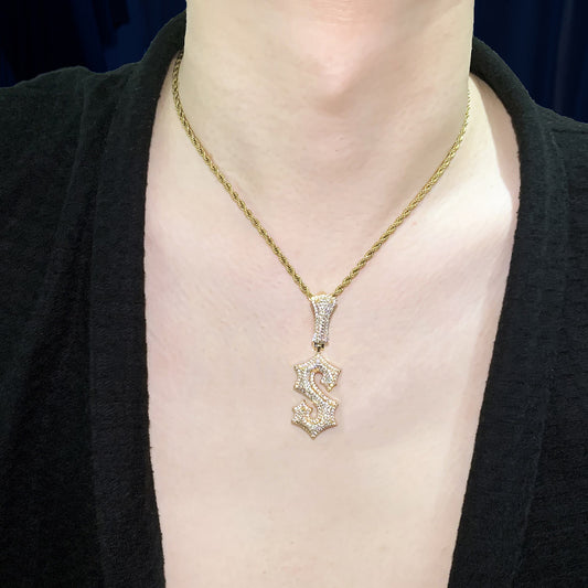 Iced Out Letter Pendant Necklace
