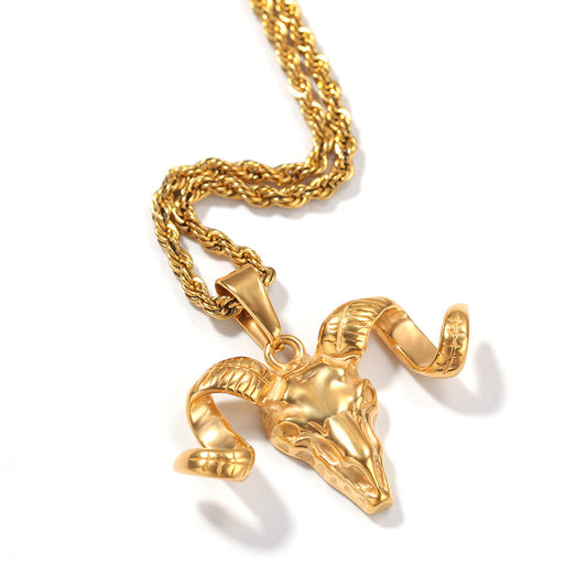 Gold Plated Dancing Robot Pendant Necklace with Cuban or Twist Chain - Trendy Stainless Steel Statement Jewelry