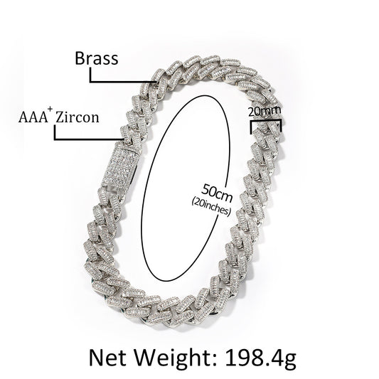 Iced Out Cuban Link Chain Necklace Bracelet Set with Cubic Zirconia Pendant for Women and Men