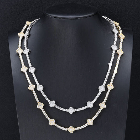 Clover Cluster CZ Tennis Hip Hop Necklace or Bracelet with Copper Base - CHA306 alternate product image