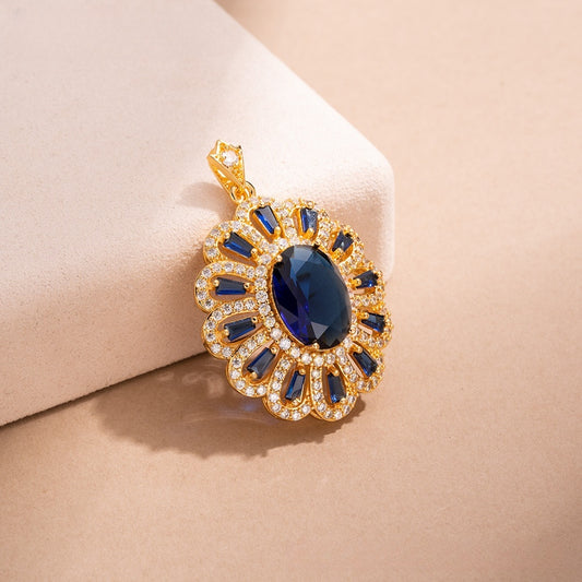 Exotic Ice Flower Oval Pendant Necklace for Women Elegant Statement Jewelry