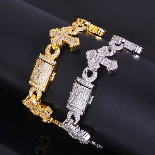15 mm Cross and Infinity CZ Link Copper Bracelet - CHA380 alternate product image