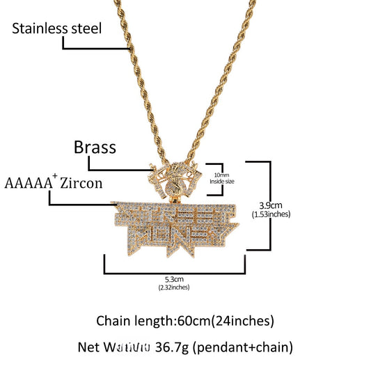 Iced Letter Pendant Necklace for Women and Men – Gold Plated or Silver Plated Hip Hop Chain, Statement Diamond Look Pendant