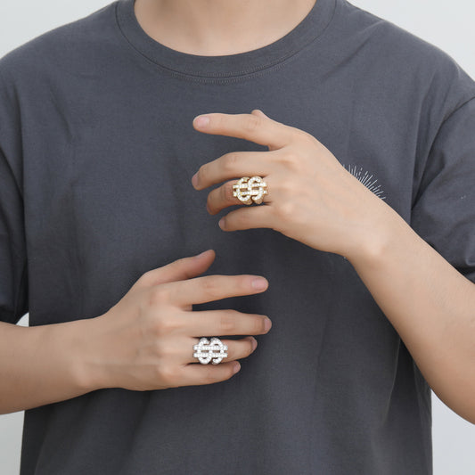 Hip Hop Dollar Copper Ring for Men