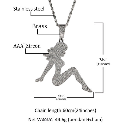 Statement Figure Pendant Necklace for Women - Gold Plated Copper Chain Necklace, Trendy Aesthetic Jewelry 2026
