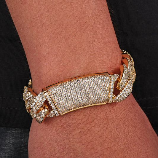 18 mm Wide Iced Cuban Hip Hop Bracelet with Cubic Zirconia on a Copper Base - CHA316 alternate product image