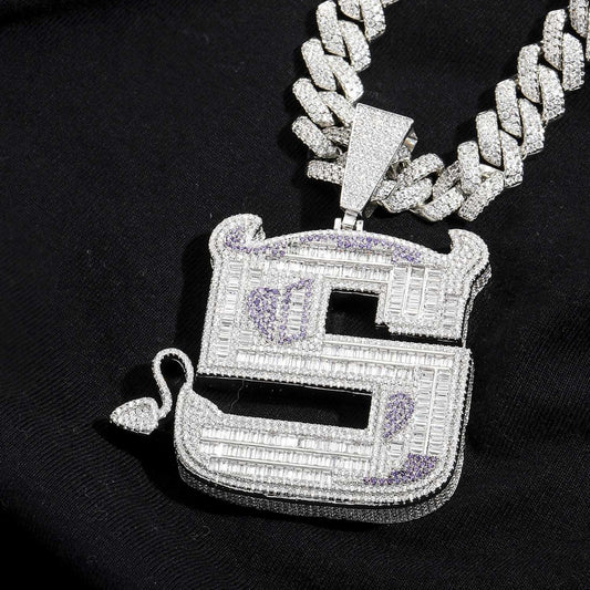 Hip Hop Letter Copper Pendant Necklace for Men and Women