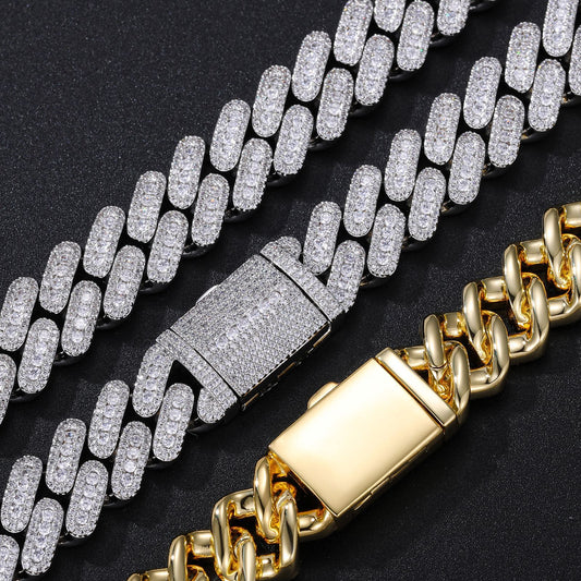 Iced Out Cuban Link Chain Bracelet/Necklace, Chunky Hip Hop Link Jewelry alternate product image