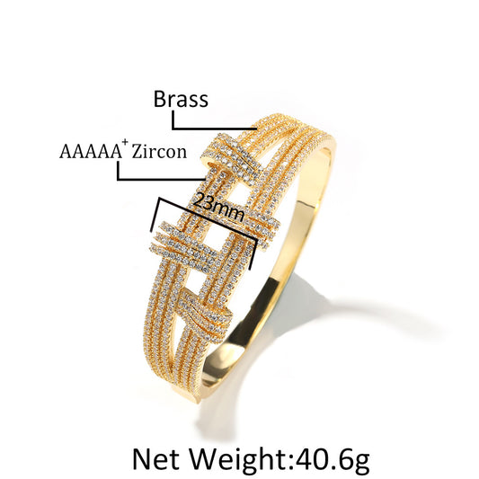 Statement Cubic Zirconia Line Bangle Bracelet for Women in Gold or Silver Tone