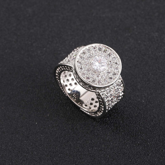 Hip Hop Light Luxury Fashion Cubic Zirconia Ring for Men
