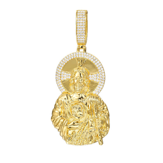 Iced Out Cartoon Figure Pendant Necklace in Gold or White Gold Tone alternate product image