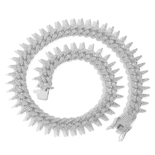 Hip Hop Cuban Link Thorn Alloy Necklace for Men