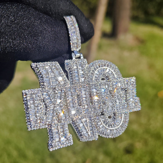 Iced Out Letter Pendant Necklace for Men