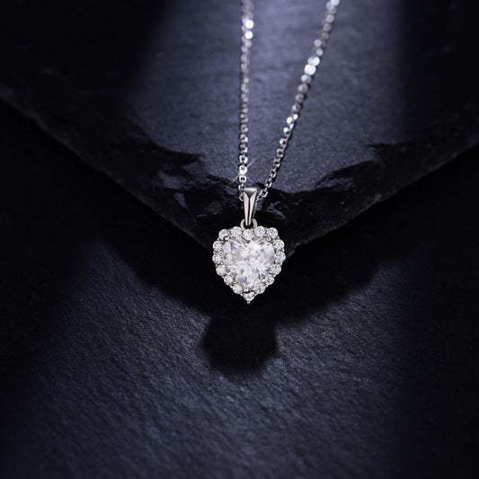 Heart Moissanite Pendant Necklace, S925 Sterling Silver, 18K Gold Plated alternate product image