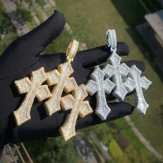 Unisex Iced Cross Pendant Necklace
