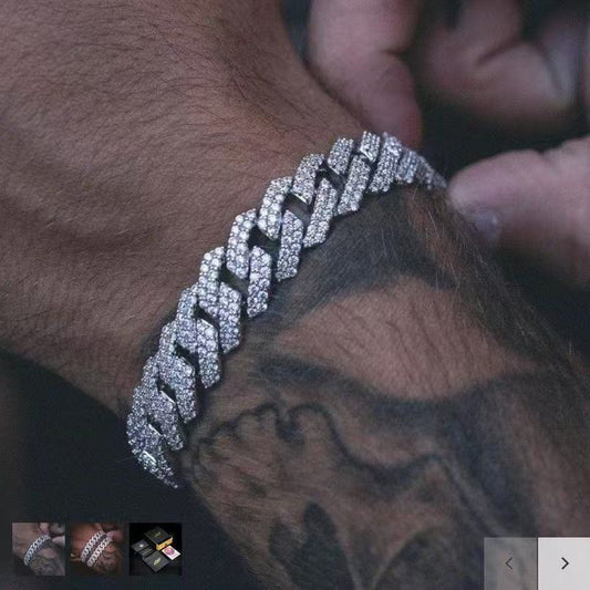 20mm Pavé Geometric Cuban Link Bracelet, Four-Row Zircon Bangle for Men and Women alternate product image