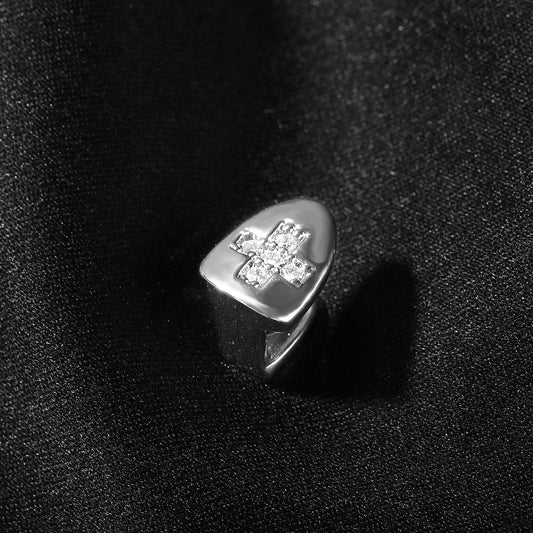 Hip Hop Cross Tooth Cap with Cubic Zirconia for Men & Women – Gold Plated or Silver Plated Statement Grill Accessory