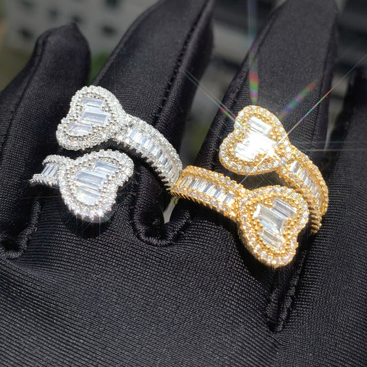 Iced Heart Wrap Ring