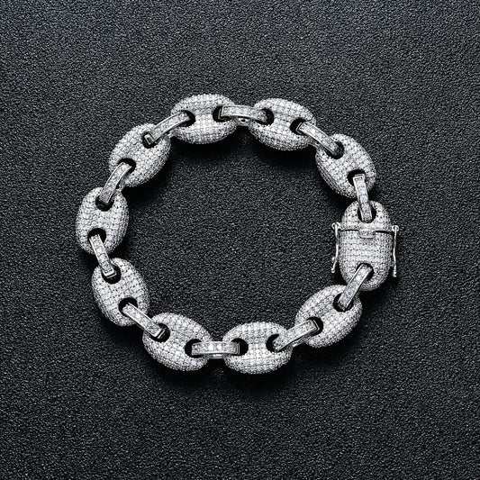 Hip Hop Light Luxury Heart Tennis Chain Cubic Zirconia Bracelet for Men and Women
