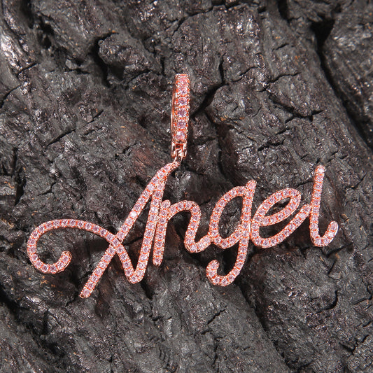 Custom Bubble Letter Necklace with Cubic Zirconia Pendant - Stainless Steel Personalized Name Chain for Women and Men