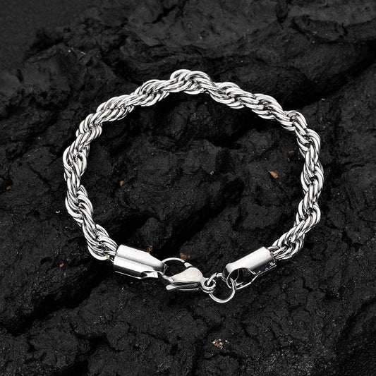 2-10 mm Polished Twisted Rope Stainless steel Bracelet - CHA094 alternate product image