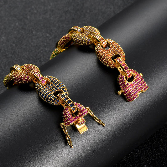 Hip Hop Cuban Link Cubic Zirconia Bracelet for Men
