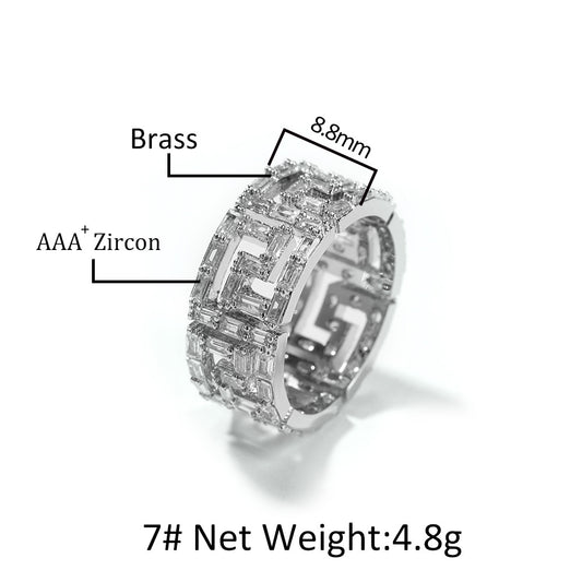 Silver Plated Cubic Zirconia Statement Ring for Women & Men – Round Hip Hop Style Band, Size 7