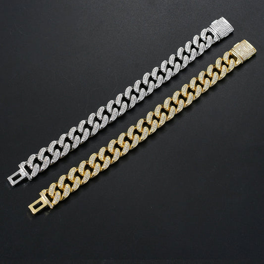 Hip Hop Minimalist Cross Square Cuban Link Cubic Zirconia Bracelet for Men
