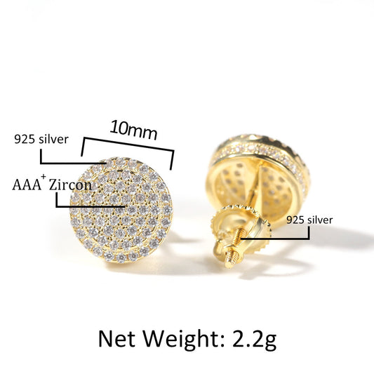 925 Sterling Silver Double Circle Stud Earrings for Women, Round Layered Hip Hop Statement Earrings