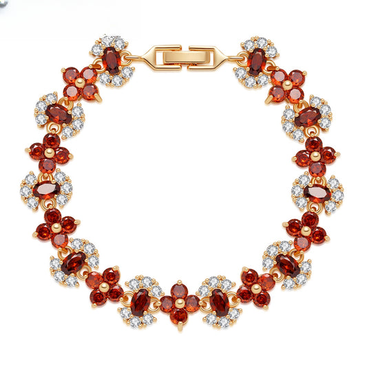 Floral Gem Statement Bracelet for Women