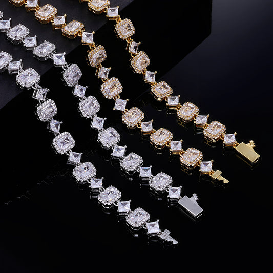 Round and Princess CZ Tennis Hip Hop Bracelet with Copper Base - CHA400 alternate product image