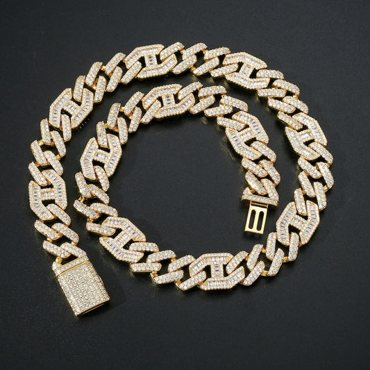 Hip Hop Diamond Shape Cuban Link Copper Necklace for Men