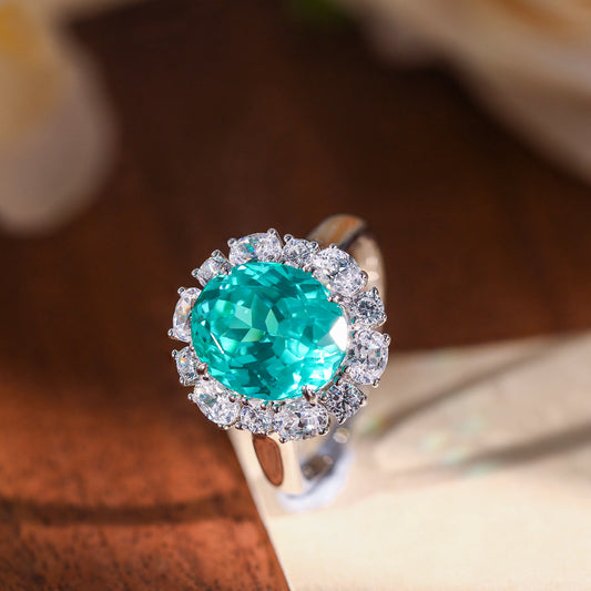Paraiba-Style Oval Green Blue 925 Silver Matching Jewelry Set alternate product image
