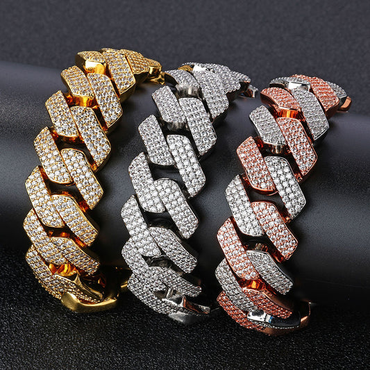 20 mm Diamond-Shaped Iced Cuban Copper Bracelet with Cubic Zirconia - CHA198 alternate product image