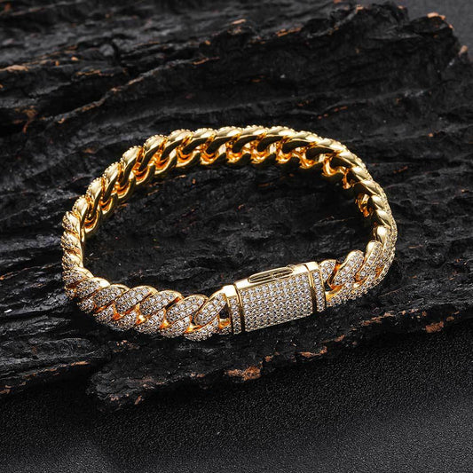 10 mm Double-Row Bubble Iced Cuban Copper Bracelet with Cubic Zirconia - CHA084 alternate product image