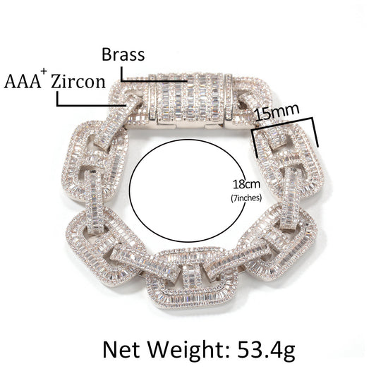 Iced Out Cuban Link Bracelet with Cubic Zirconia for Women & Men - Statement Hip Hop Chain Bracelet