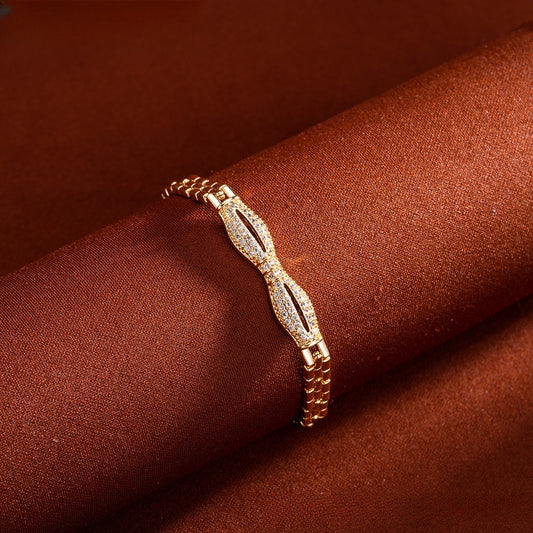 Elegant Camellia Chain Bracelet for Women & Men - Gold Plated Copper Fashion Bangle Gift Jewelry 2026