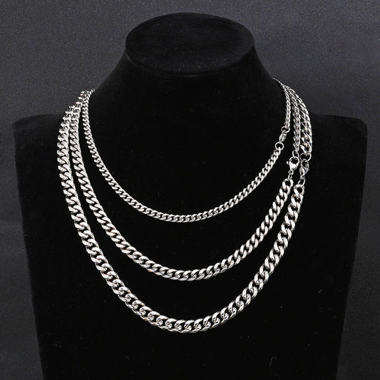 4-9 mm Polished Rounded Cuban Hip Hop Necklace with Stainless steel Base - CHA163 alternate product image