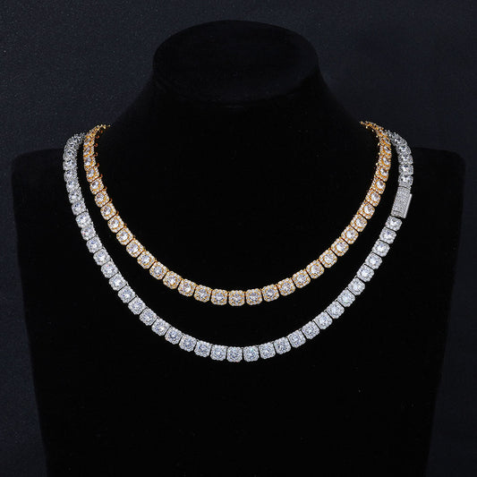 7 mm Square Halo CZ Tennis Hip Hop Necklace or Bracelet with Copper Base - CHA230 alternate product image