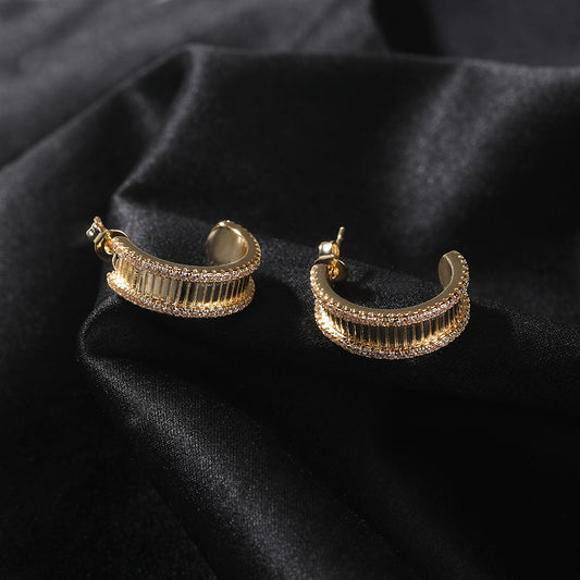 Unisex Cubic Zirconia Hoop Earrings in Gold or Silver Tone - Trendy Hip Hop Statement Earrings