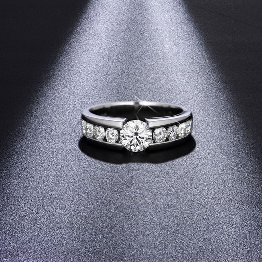 1 Carat Moissanite Ring, 925 Silver 18K Gold Plated Round Halo Band alternate product image